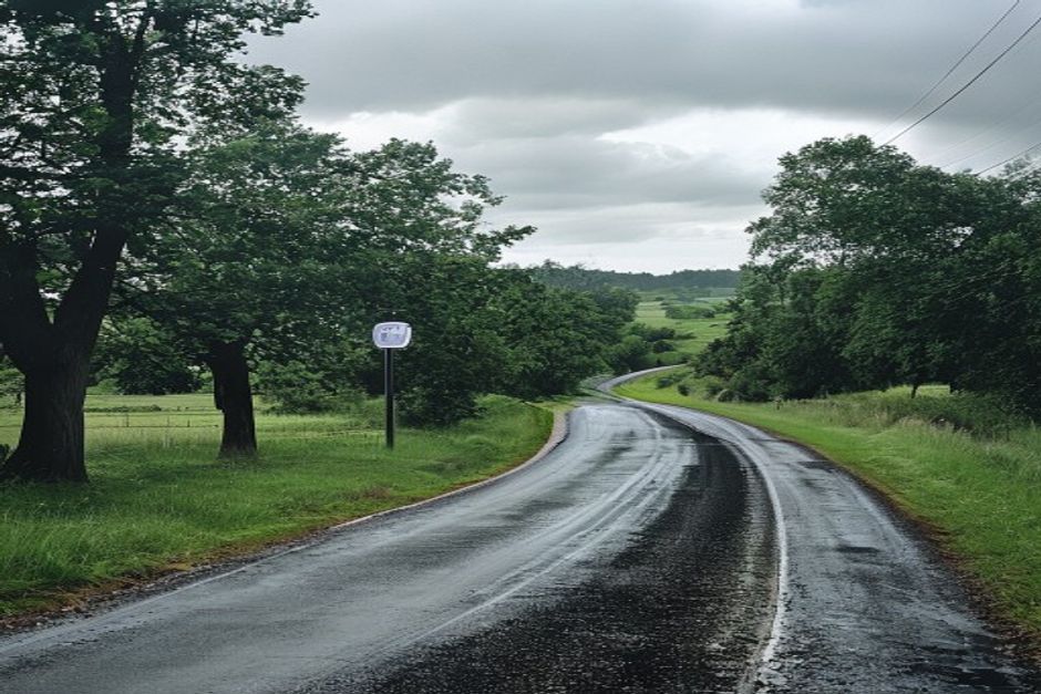 Private lane through wooded property